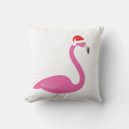 Santa Flamingo på vit utomhuspåfyllning Kudde