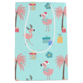 Santa Flamingo Pattern Roligt Teal Tropical jul