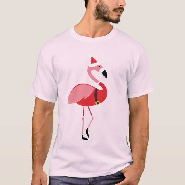 Santa Flamingo Roligt jul T Shirt (Framsida)