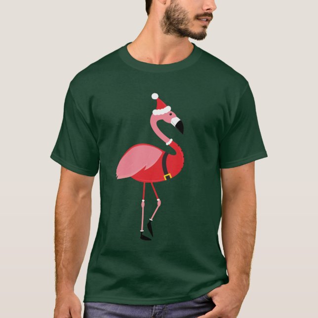 Santa Flamingo Roligt jul T-Shirt (Framsida)
