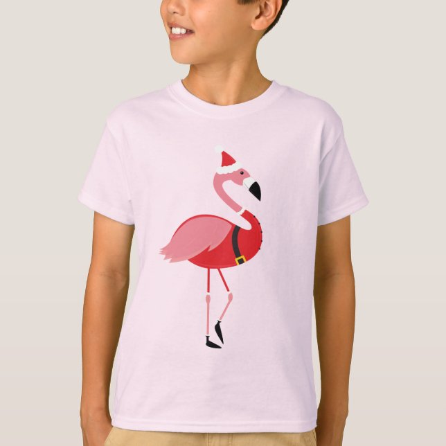 Santa Flamingo Roligt jul T Shirt (Framsida)