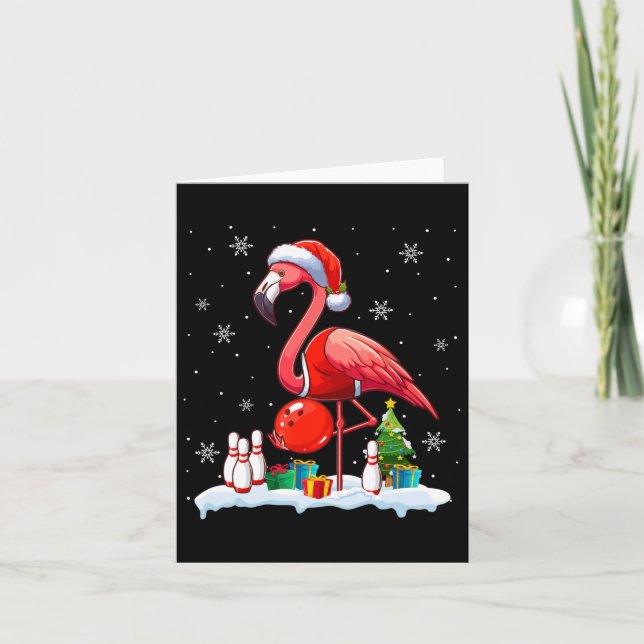 Santa Flamingo Spela Bowling Julafton Player Älska Kort (Framsida)