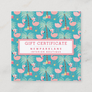 Santa Flamingo's - Teal jul Gift Certificate Fyrkantigt Visitkort