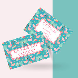 Santa Flamingo's - Teal jul Gift Certificate Visitkort