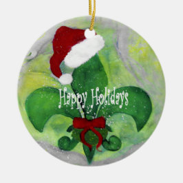 Santa Fleur de lis art julprydnad Julgransprydnad Keramik