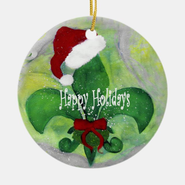 Santa Fleur de lis julkonst prydnad Julgransprydnad Keramik (Framsidan)