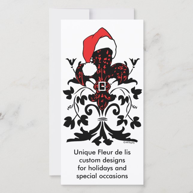 Santa Fleur de lis (röd) Julkort (Framsida)