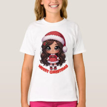 Santa flicka glad jul t-shirt