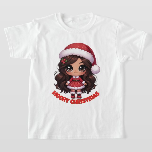Santa flicka glad jul t-shirt (Laydown)