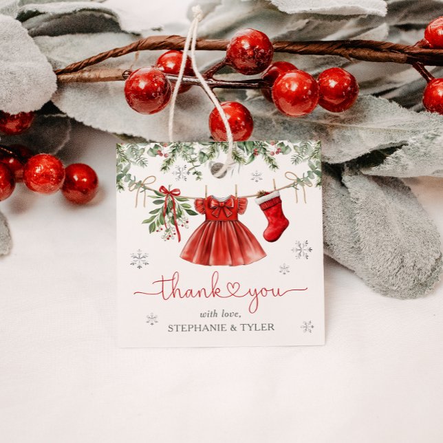 Santa Flicka Winter-juljusknappen Baby Shower Gåvor Etiketter (Skapare uppladdad)