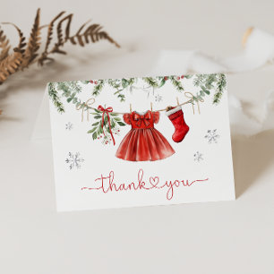 Santa Flicka Winter-juljusknappen Baby Shower Tack Kort