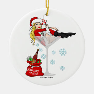 Santa flickaMartini prydnad Julgransprydnad Keramik