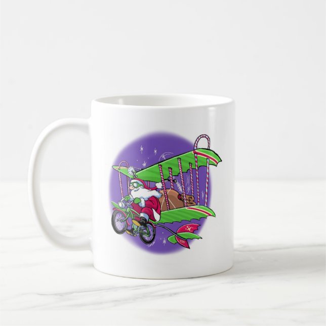 Santa Flies Bicycle Kaffemugg (Vänster)