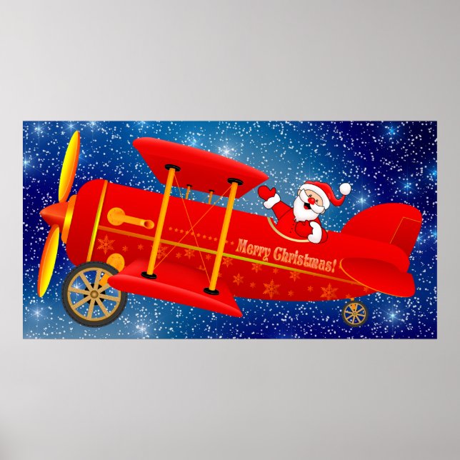 Santa Flies Biplan Poster (Framsidan)