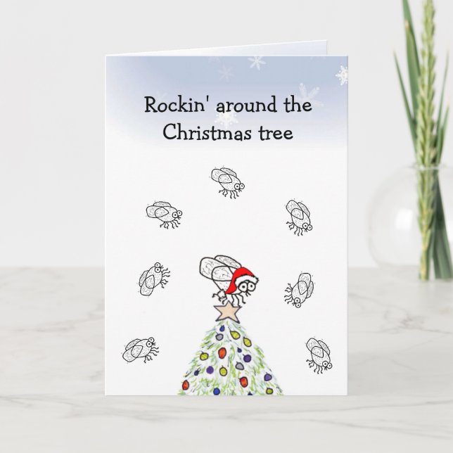 Santa Fly Rockin julkort Helgkort (Framsida)