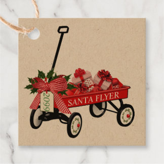 Santa Flyer Wagon med Presenter favoritjul Gåvor Etiketter