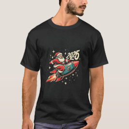 Santa flying to new year t shirt