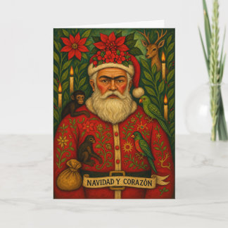 Santa Folk Art Julkort | Navidad y Corazón Helgkort