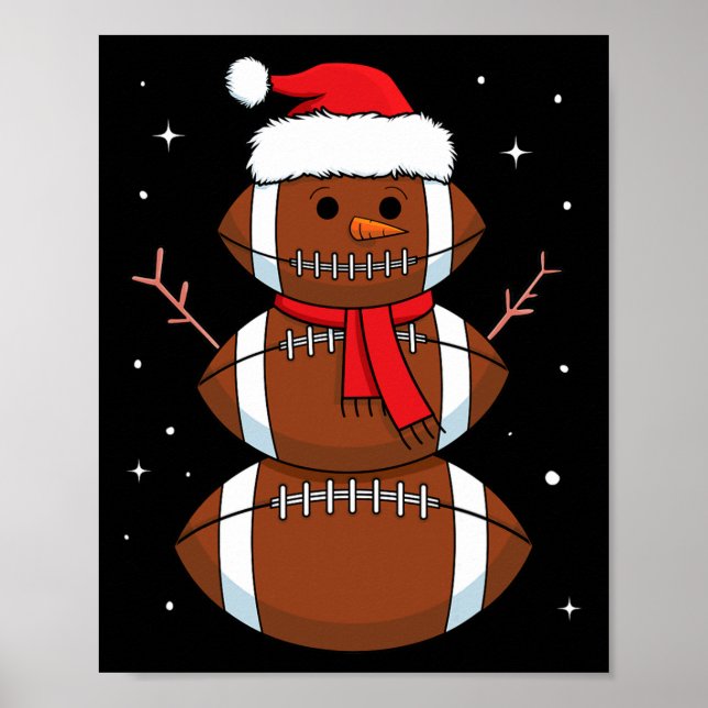 Santa Football Snögubbe Sports Boll Manar Boys Kri Poster (Framsidan)