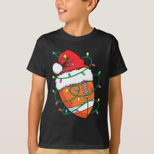 Santa Football Sports Boll Manar Boys jul Julafton T Shirt