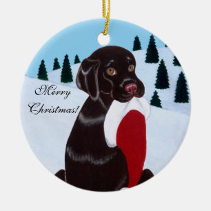 Santa för chokladLabrador jul hatt Julgransprydnad Keramik
