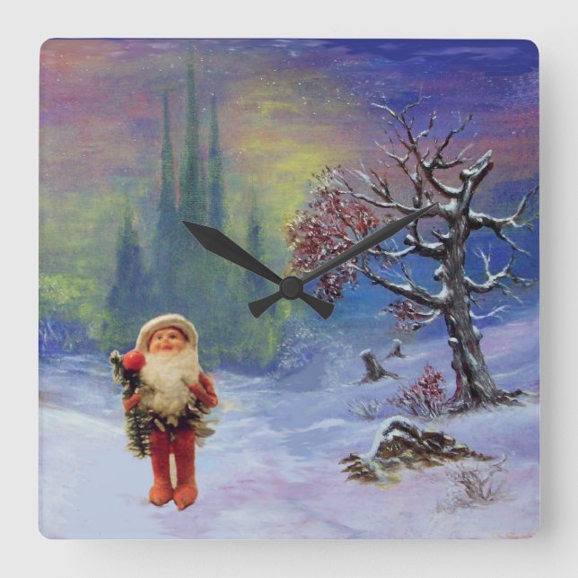 SANTA FÖR GNOMES FYRKANTIG KLOCKA (Framsida)
