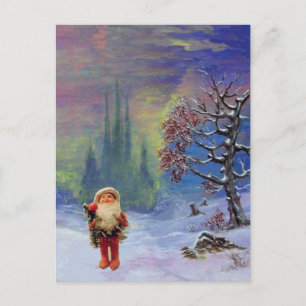 SANTA FÖR Helgdag GNOMES Blue Winter Helg Vykort