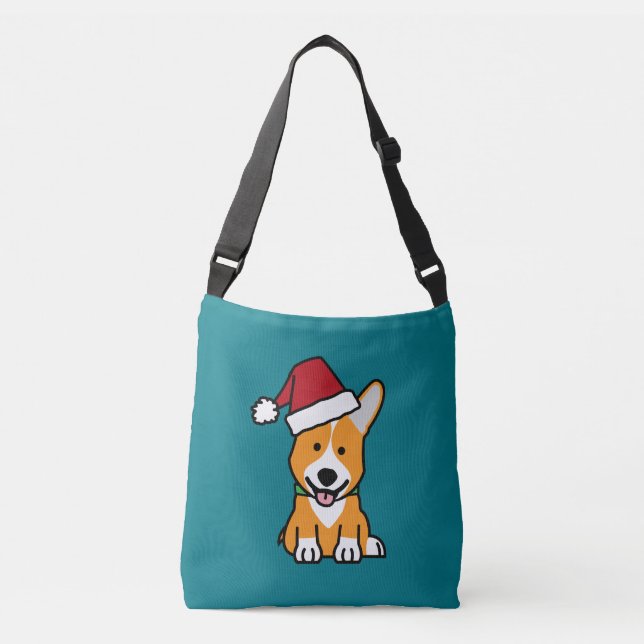 Santa för jul för Pembroke för Corgihundvalp Axelväska (Framsida)