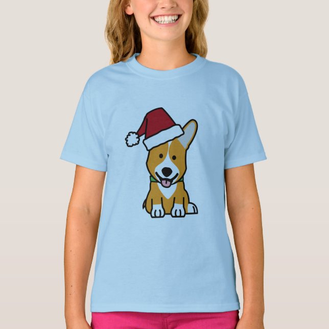 Santa för jul för Pembroke för Corgihundvalp Tee (Framsida)