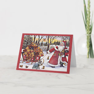 Santa för miniatyrSchnauzerjulkort björnar Helgkort