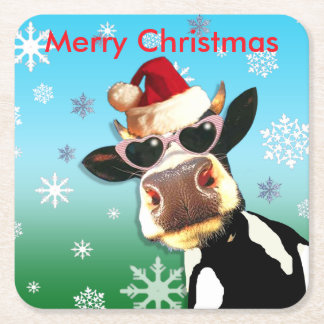 Santa för Moooootiful julko hatt Underlägg Papper Kvadrat