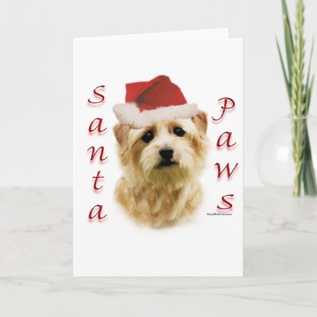 Santa för Norfolk Terrier tassar Helgkort (Framsida)