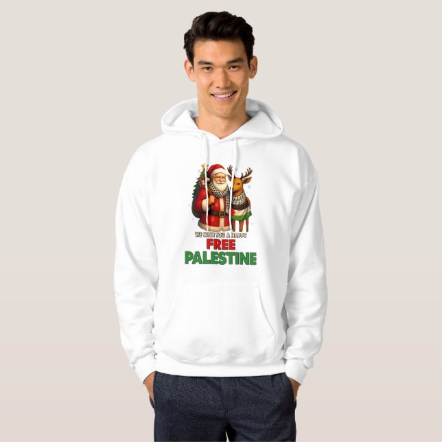 Santa for Palestine – Christmas Peace Hoodie (Hel framsida)