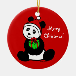 Santa för personligjulPanda hatt Julgransprydnad Keramik