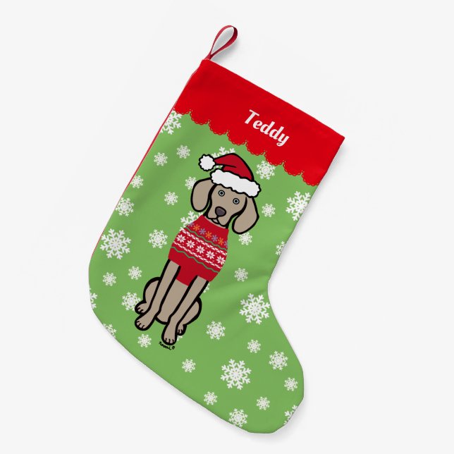 Santa för personligWeimaraner jul hatt Liten Julstrumpa (Framsidan (Hängande))