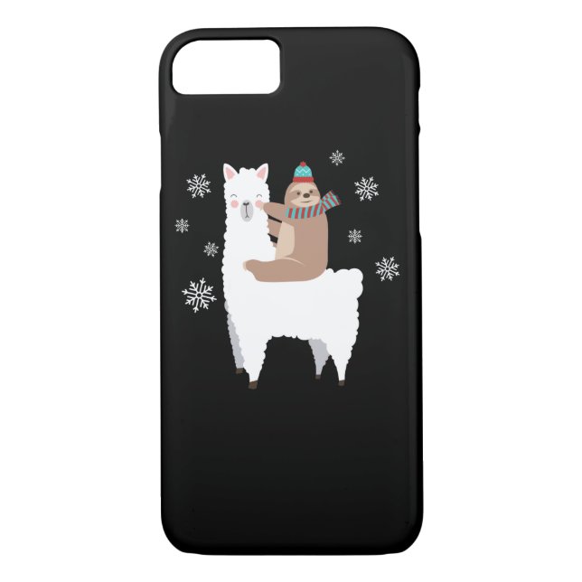 Santa för Scarf för jul för SlothridningLlama Case-Mate iPhone Skal (Baksida)