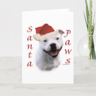 Santa för Staffordshire tjurTerrier tassar Helgkort