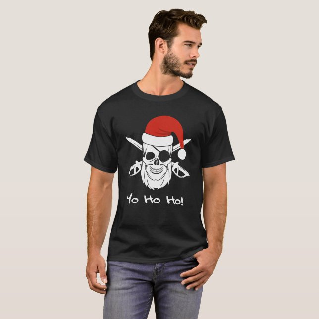 Santa för Yo Ho Ho piratjul hatt T-shirt (Hel framsida)