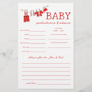 Santa-förutsägelser & Råd Baby Shower-spel Flygblad