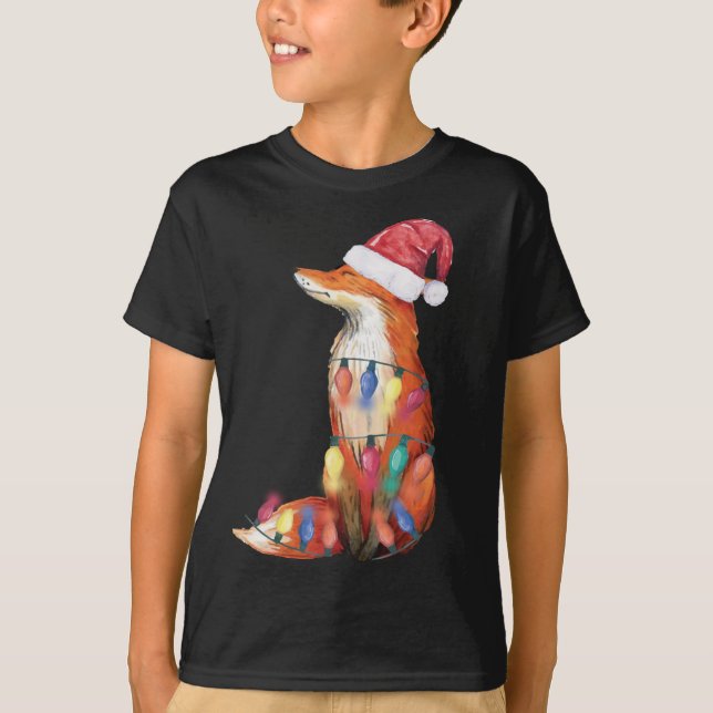 Santa Fox jul Ljus Fox Älskare jul T Shirt (Framsida)