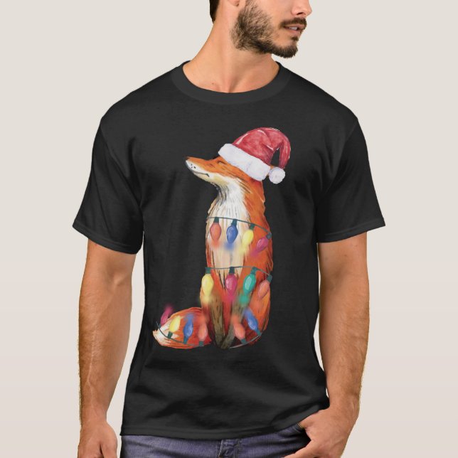 Santa Fox jul Ljus Fox Älskare jul T Shirt (Framsida)