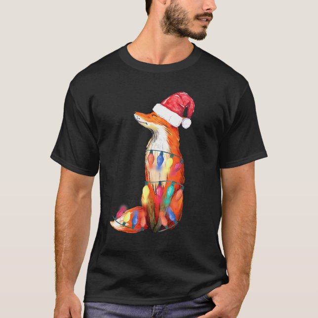 Santa Fox jul Ljus Fox jul T Shirt (Framsida)