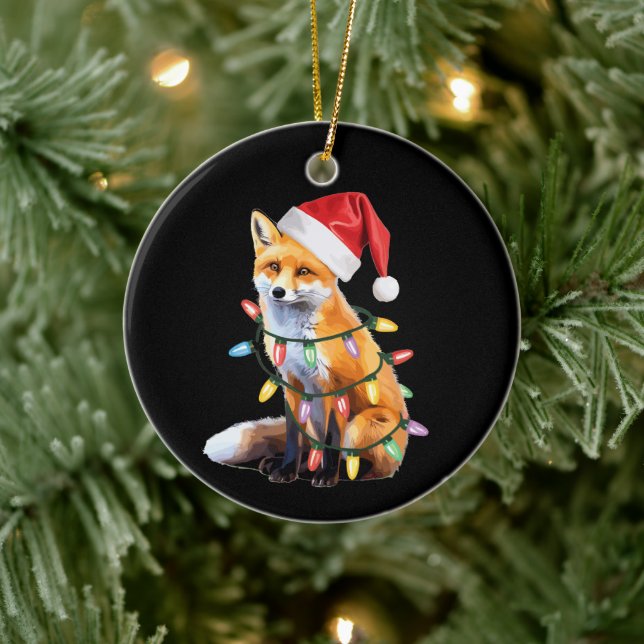 Santa Fox Julbelysning Räv Älskare Julpresent Julgransprydnad Keramik (Träd)
