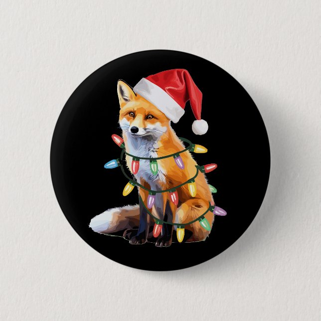 Santa Fox Julbelysning Räv Älskare Julpresent Knapp (Framsida)