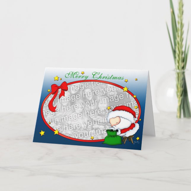 Santa framlägger mallen helgkort (Framsida)