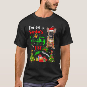 Santa Fransk Bulldog Jag är på Santa's Naughty Lis T Shirt