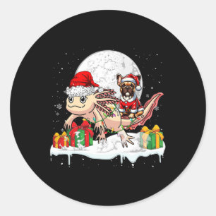 Santa Fransk Bulldog Riding Axolotl julägare Runt Klistermärke
