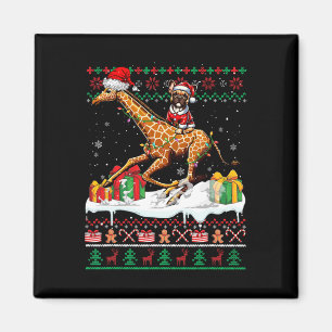 Santa Fransk Bulldog Riding Giraffe jul Swea Magnet
