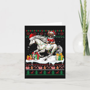 Santa Fransk Bulldog Riding Horse Jul Sweate Kort
