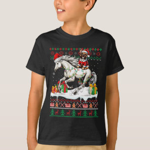 Santa Fransk Bulldog Riding Horse Jul Sweate T Shirt